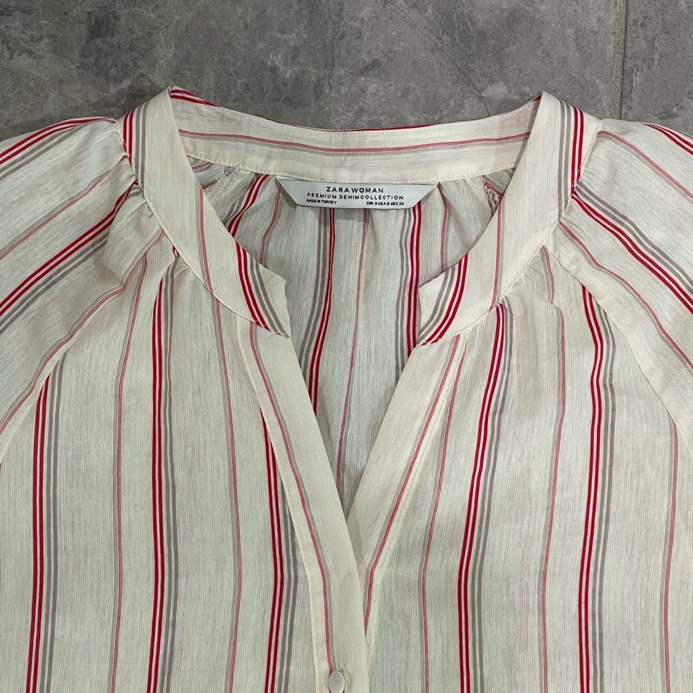 Zara red and gray striped midi dress - Picture 3 of 4